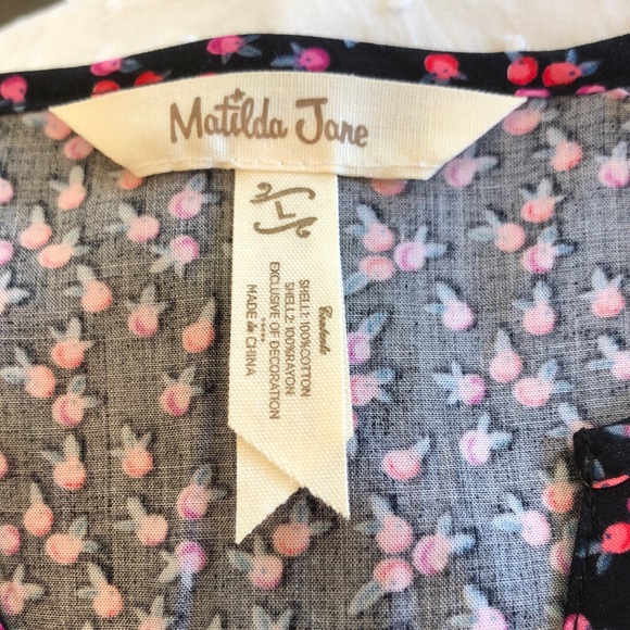 Matilda Jane White Eyelit Top with Black V-Neck - Picture 9 of 10